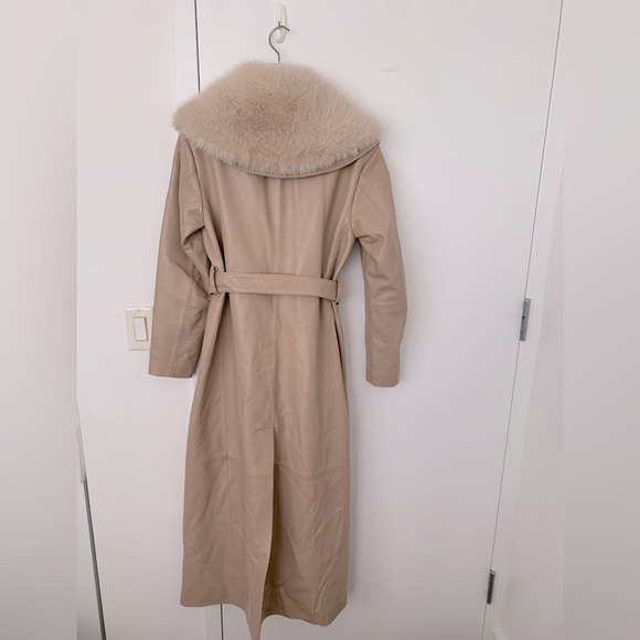 CURRENT SEASON NEW Retrofete Kieran leather long coat in latte - Picture 8 of 12